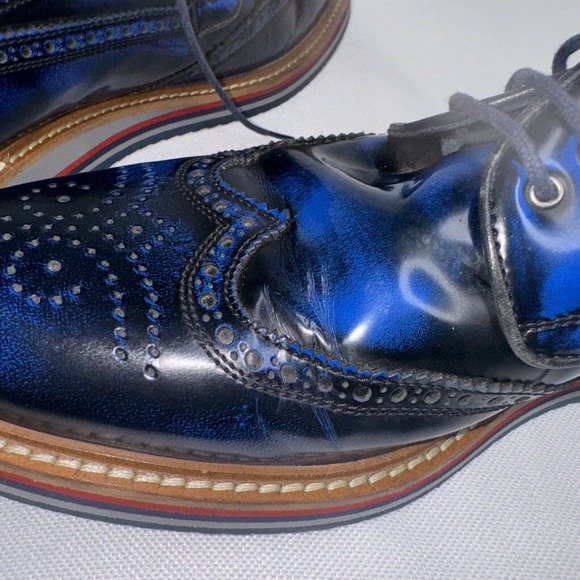 Jared Lang Wingtip Leather Royal Blue Oxford Dress Lace Up Shoes Loafer Men 44 main image 4